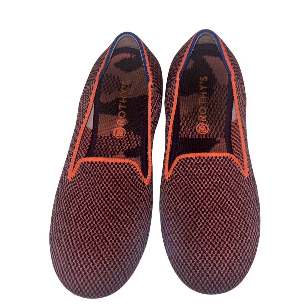 Rothy's Kids Loafer Orange Navy Knit Slip On Sustainable Shoes Size 2
